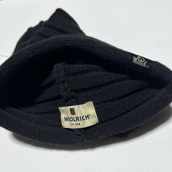 Woolrich Knitted Ribbed Wool Beanie in black - Picture 3 of 3